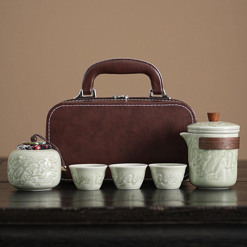Dragon Celadon portable tea set
